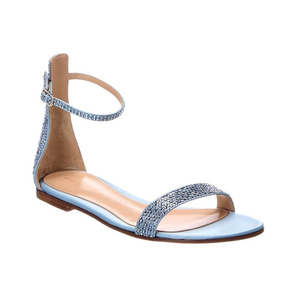 Gianvito Rossi Rhinestone Satin Sandal, Blue